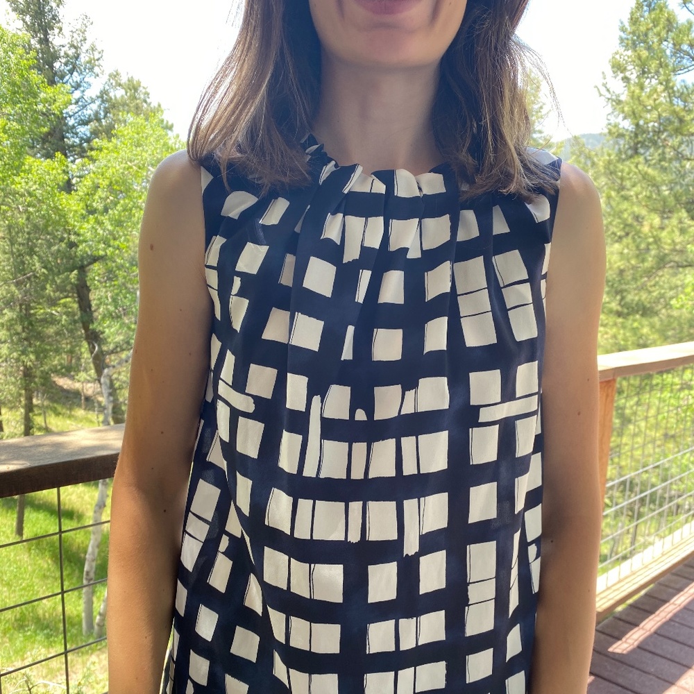 Jake*s Blue and White Sleeveless Blouse (size 6)
